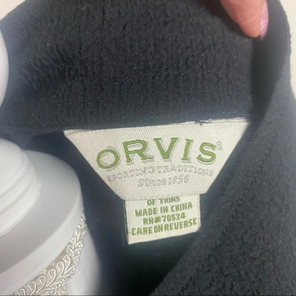 Orvis Jacket Large Black Zipper Front - Picture 12 of 13